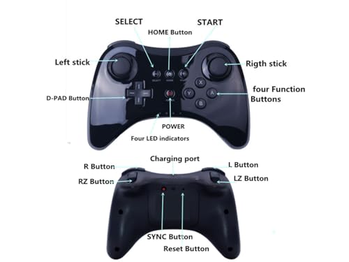 Image of linsuntop Wireless Pro Controller for Wii U Pro, Rechargeable Game Controller for Wii U with Charging Cable (black)