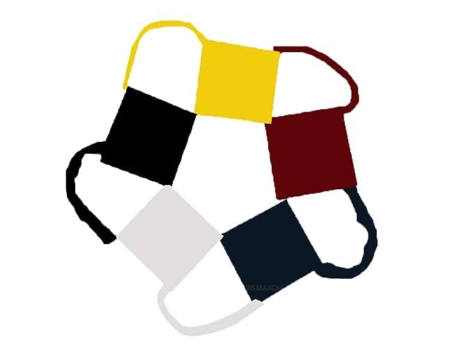 Cotton 4 Tani Patka - Four Tani/Strings/Taniyan Wala Patka/Sikh Kids & Boys Dastaar/Bandana - Pack of 5(black 2, yellow 1,white, maroon 1) free size