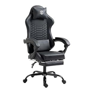 TITANO Cobra Gaming Chair – Ergonomic Office Chair with Adjustable Height, Headrest, Lumbar & Memory Foam Pillow, Armrests and Footrest. Racing PC Chair | 120 kg Load Capacity (Black)