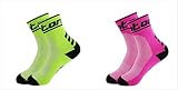 Radsport Socken Männer Outdoor Mount Sports Tragens Bike Schuhe for Rennrad Socken Lauf Socken (Color : A Neon, Size : 37-45)