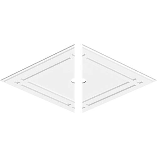 Image of Ekena Millwork CMP40X26DD2-02000 Diamond Architectural Grade PVC Contemporary, Two Piece Urethane Ceiling Medallions 40 inchW x 26 5 /8 inchH x 2 inchID x 14 inchC x 1 inchP