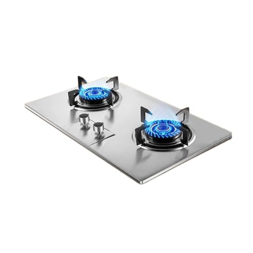 Cocina De Gas Con 2 Quemadores,Estufa De Encimera De Acero Inoxidable,Estufa De Gas De Alta Eficiencia Con Anillo De Fuego De 5.0KW,con Protección Contra Fallas De Llama(LPG)