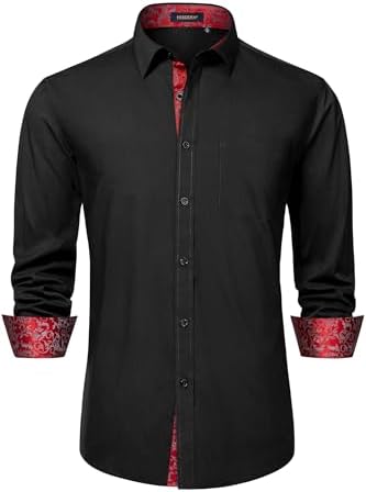 HISDERN Mens Dress Shirts Long Sleeve Button Down Casual Shirts f...
