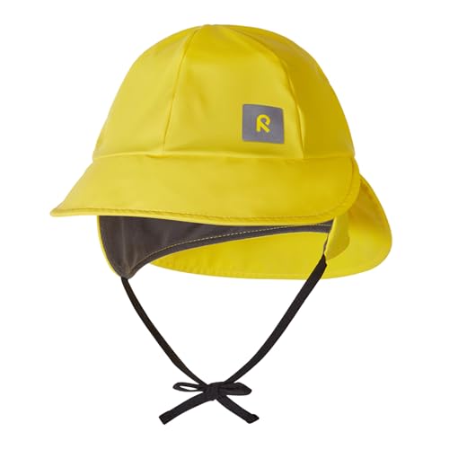 Reima - Rainy Regenhut für Kinder - wasserdichter Kinder Regenhut mit Ohrenschützern, Nackenschutz, verschweißten Nähten, leichtem Polyester, reflektierenden Details, maschinenwaschbar, Yellow, 054