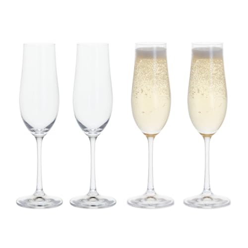 Dartington Crystal Bliss Champagne Flutes | Set of 4 Sparkling Wine Glasses | Elegant Crystal Glassware for Prosecco, Champagne & Celebrations
