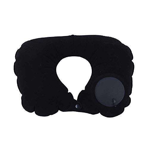 zhuao Automatic Inflatable U-shaped Travel Pillow, Aircraft Car Neck Pillow, Foldable Push-type Bed Pillow 37cm X 24cm / black