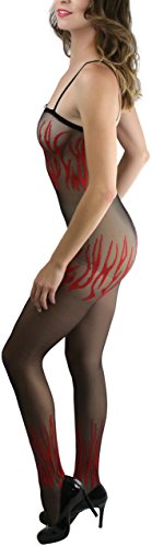 Image of ToBeInStyle Women's Flame Burning Fire Tights w /Devil-Inspired Print Hosiery