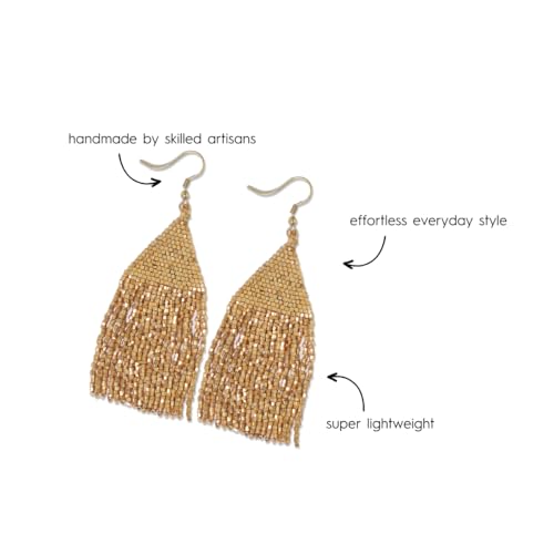 INK+ALLOY Beaded Earrings for Women Dangling, Lexie Medium Fringe Colorful Seed Bead Tassel Boho Earrings, Hypoallergenic Handmade Jewelry for the Modern Bohemian, 3.25-Inch Length4