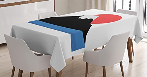 ABAKUHAUS Montagne Nappe, Simple Japon Deco Montagne, Linge de Table Rectangulaire pour Salle à Manger Décor de Cuisine, 140 x 170 cm, Gris Anthracite...