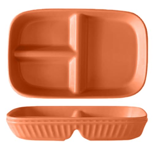 Image of Reusable & Unbreakable Sushi, Snacks, Cake, Meat & Appetizers, Pasta, Noodles, Salad, Birthday Party Wheat Straw Plates Dishwasher & Microwave Safe Dinnerware (Orange, Pack of 2)