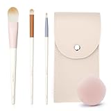 LULUCOLORS Colorful 3-PCS Foundation Brush Set with Latex-Free Makeup Sponge and Travel Pouch-Soft,Cruelty-Free Synthetic Bristles, Brushes for Foundation, Concealer, and Detail Application