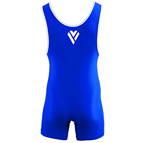 Max Men's Wrestling Singlet Bodywear Uniform Fight Gear (Blue, Medium)
