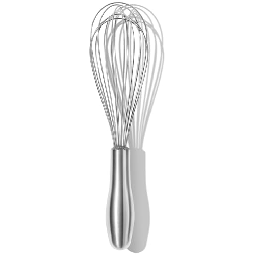 18/10 Stainless Steel Whisk, Ergonomic Handle, Dishwasher Safe Metal whisk, Professional Whisk for Kitchen Cooking, Perfect for Blending, Whisking, Baking, and Beating, 10-Inch Wire Wisk