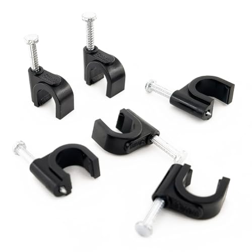 HS Cable Clips 8mm with Steel Nail 200 Pieces Blackï¼Å’