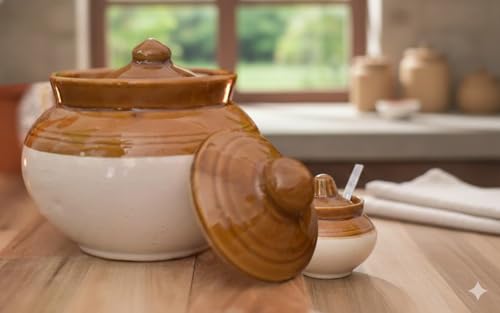 Image of ceramic jar 500ml / lota shape pack of 1 (1, lota with jar)