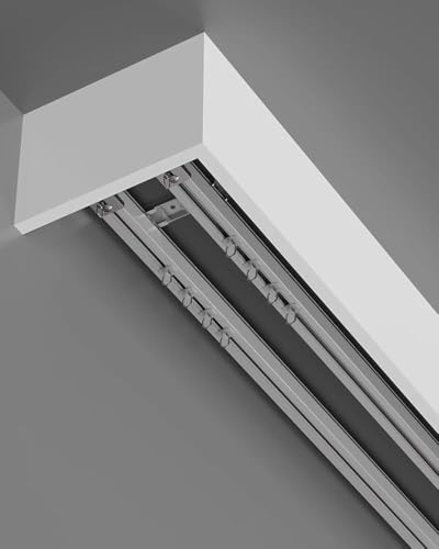 Heavy Duty Double Curtain Track, najwyższej jakości aluminiowy system montażu na ścianie z cichymi rolkami do salonu w sypialni.Łatwa instalacja typu cut-to-Size z całym w zestawem sprzętowym.Obsługuj