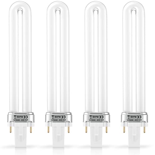 HEALLILY 4Pcs Bombillas de Luz de Uñas Portátiles 9W 365Nm Reemplazo Profesional Lámpara de Uñas UV Led Tubo de Lámpara UV para Herramienta de Secador de Uñas
