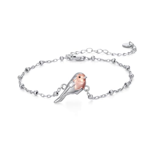 Bracelet rouge-gorge pour femme en argent sterling 925 idéal anniversaire maman