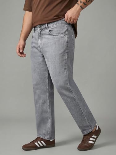 Image of Urbano Plus Men's Relaxed Fit Washed Denim Jeans Non-Stretchable