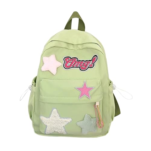 Y2K Star Backpack for Teen Girls Kawaii Aesthetic Bag Cute Small Backpack 12.2 inch Trendy Casual Daypack (Green)