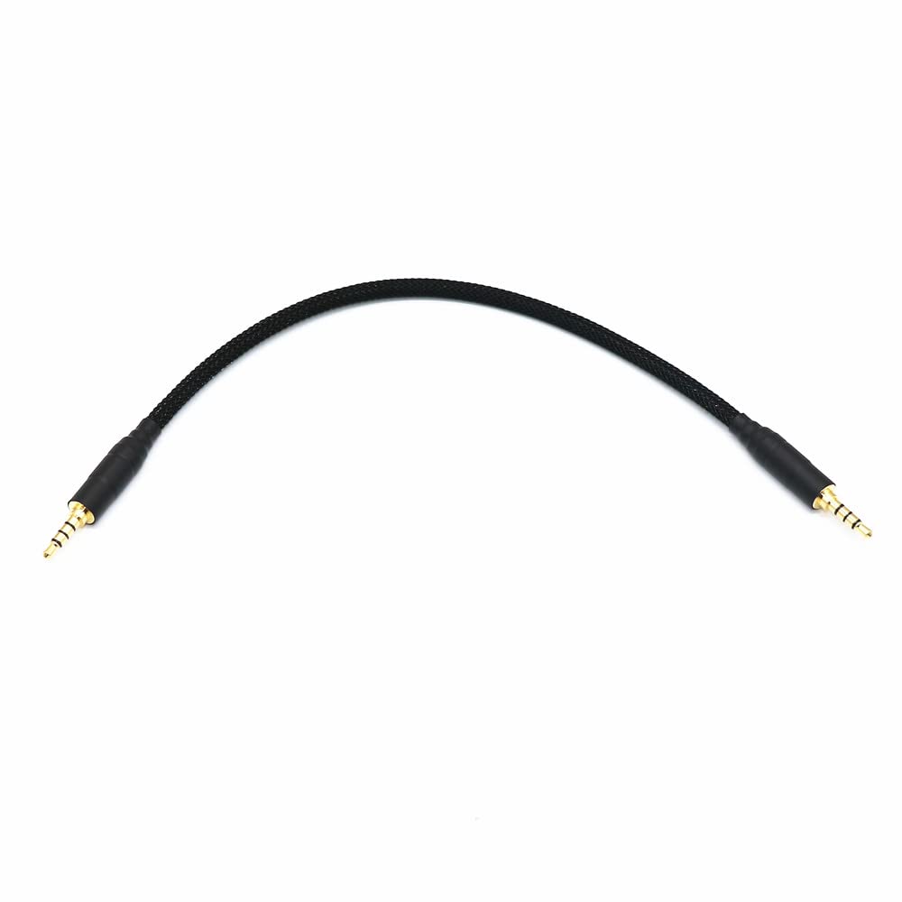 Angitu 3.5mm TRRS to TRRS Spring Coiled Cable for Split Mechanical Keyboard RODE Sc7 by VIDEOMIC GO Video Micro-Type Mics Audio Cord Angle Cables (Staright trrs 25CM Black)