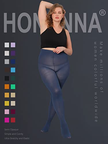 Honenna Queen Plus Size Tights, 20+ Colors Women's Curves Semi Opaque Stockings Nylons Pantyhose 1X 2X 3X 4X 5X 6X, 1-6 Pairs (1 Pair-Navy 1X-2X) #TOP1