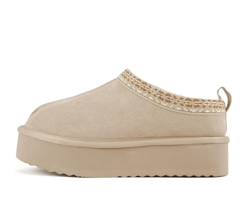 Image of Soda inchEagle inch ~ Women Round Toe Slip-On Flatform Lug Sole Sherpa-lined Slipper with Stitch Details