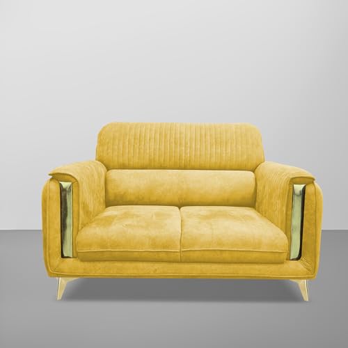 Image of Casaliving Gelio 2 Seater Sofa Set for Living Room (Yellow Colour) Premium Fabric Sofa