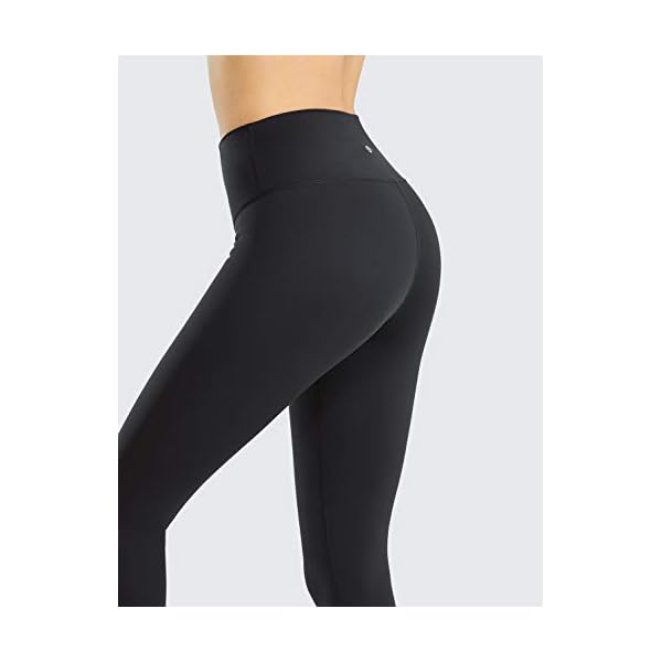 CRZ YOGA Women's Hugged Feeling Compression Leggings 25 Inches - Thick High Waisted Tummy Control Workout Leggings Black Medium