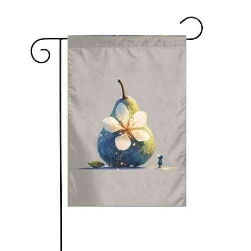 YYHWHJDE Tableau de fleurs de poirier brillantes pour jardin, décoration de cour extérieure double face, 30,5 x 45,7 cm