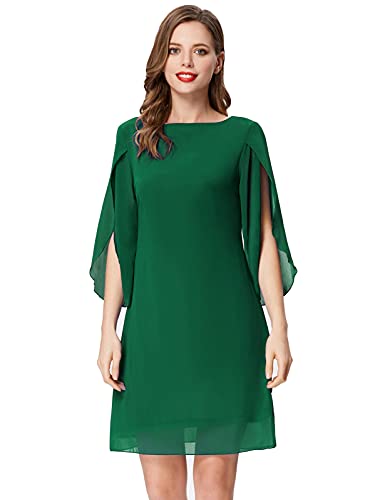 Women 3 4 Sleeve Loose Formal Evening Ball Gown Midi Cocktail Dresses Green XL