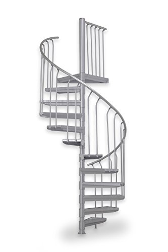 Preisvergleich Produktbild Außentreppe ST 160, feuerverzinkte Spindeltreppe, Stahltreppen Baukastensystem, 11 Stufen + 1 Podest, Ø 160 cm
