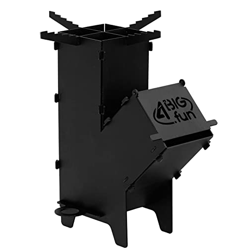 Campingofen Raketenofen Feuerstelle Rocket Stove für Dutch Oven Garten Terrasse Feuer-Ofen Multifunktional BBQ Grillen Campen Hobo Kocher