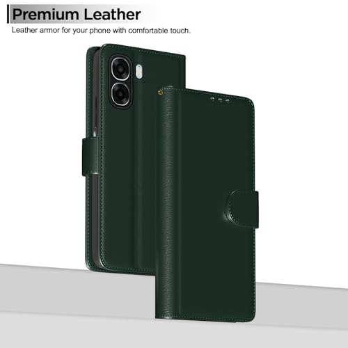Image of Amazon Basics Flip Cover for Oppo K14x 5G / Oppo A6x 5G / Oppo A6s Leather Finish | Wallet Stand and Shock Proof | Inside TPU with Card Pockets | Complete Protection Flip Case (Green)