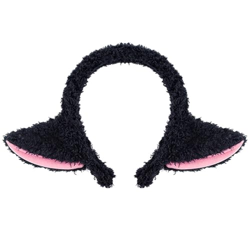 Schaf, Tierkostüm, Zubehör, Stirnband, Schwanz, Rock, Halloween, Lamm, Outfit für Damen, Mädchen, Halloween, Cosplay, niedliches Schaf-Stirnband, Schwarze Ohren ohneB, One size