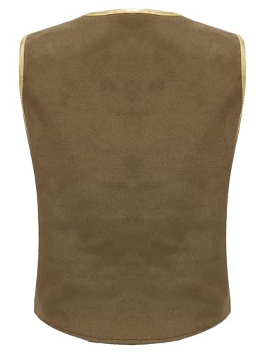 Hansber Kids Boys Medieval Pirate Shirts Renaissance Vintage Waistcoat Tops Vest for Halloween Party4