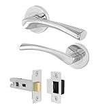 EAI Chrome Door Handle Latch Set | Round Internal Door Handles & Latch (64mm) | Polished Chrome Lever on Rose Novoli Range