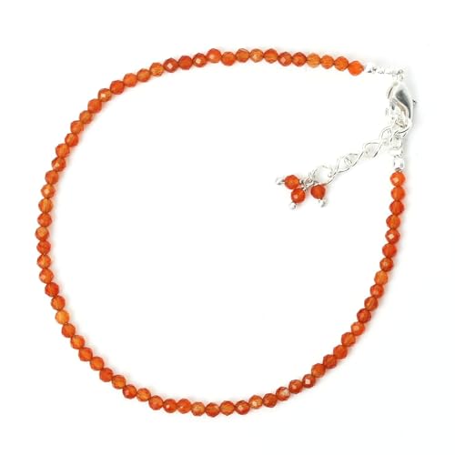 Image of Gempires Natural Real Carnelian Beaded Bracelet July Birthstone Handmade Jewelry Hypoallergenic 8 Inch Orange Crystal Gemstone Bracelets Gift For Women