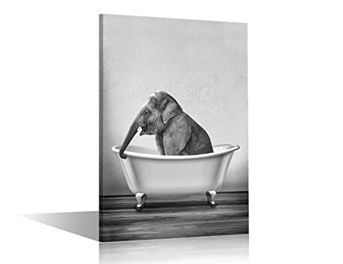 Éléphant dans la baignoire toile pour une salle de bain amusante