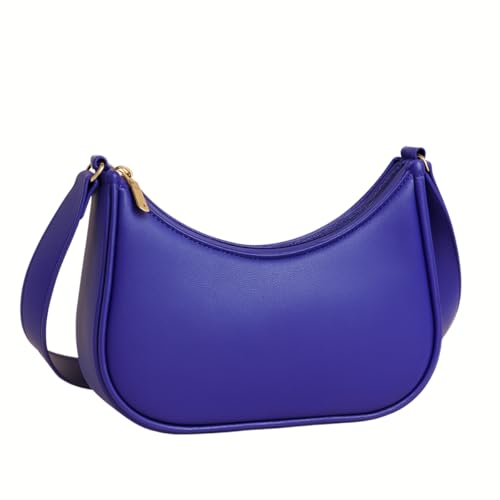 Bolsa Feminina Meia Lua Pequena Elegante para Ombro e Mão, Alça Curta Estilo Moderno Bolsa Casual Versátil para Passeio, Festa, Dia a Dia (Violeta)