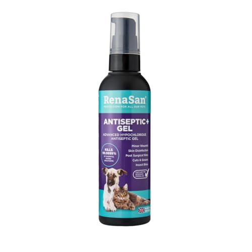 RenaSan Animal Antiseptic Gel (100ml) Wound Disinfection Kills Bacteria & Stops Itching Veterinary-grade Skin Protection Alcohol-Free Non-irritating for Dogs Cats & all other animals