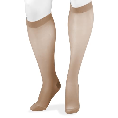 Image of Juzo Naturally Sheer, 2101 Knee-High 20-30 mmHg Closed Toe Compression Socks - Men & Women, Short