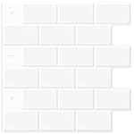Art3d 10-Sheet Peel and Stick Tile Backsplash - 12"x12" Premium Kitchen Backsplash Peel and Stick Tile, White
