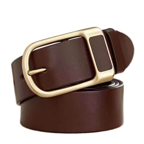 Men's Classic Dress Belt,Soft PU Solid Color Alloy D-Shaped Pin Buckle Casual Business Belt,Brown,110CM/43.3''