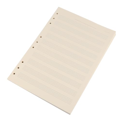 SECFOU Recambio para Cuaderno de Manuscritos Musicales 100 Hojas de Papel Suelto 10 Líneas de Pentagrama y Espacio de 3 MM para Prácticas y Aprendizaje Musical
