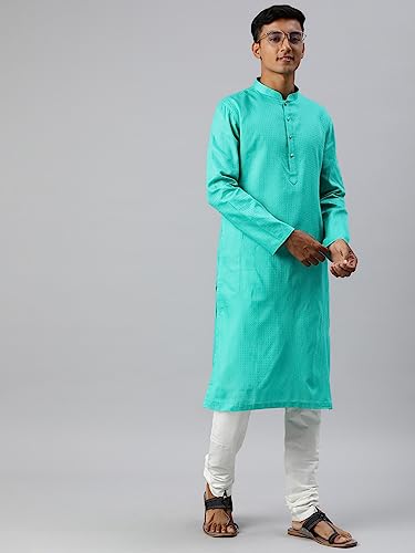 Image of Manthan Men's Cotton Solid Traditional Kurta Set