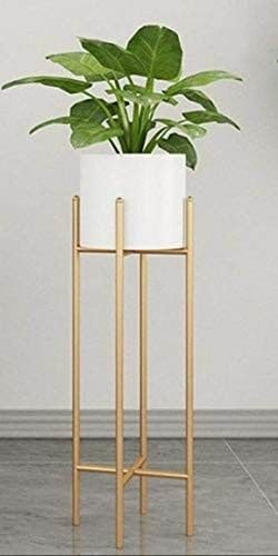 Plantation Material Modern Plant Stand- Set with Tall Metal Stand, Decorative Standing Flower Succulent Pot Holder, Indoor Outdoor Terrace Patio Home Decor Colour(Gold Stand White Pot) (B0B51525WJ) Amazon Price History, Amazon Price Tracker