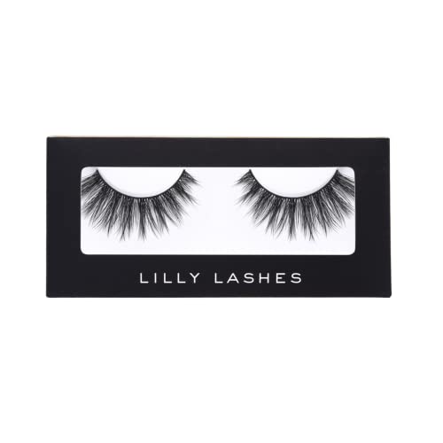 Lilly Lashes Premium Synthetic Lashes Chicago | Fake Eyelashes Natural Look | Flare Wispy Lash | False Lashes | Vegan Strip Lash | Reusable Up to 10 Wears | 15mm