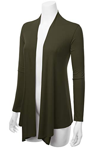 Women's Drape Front Open Cardigan Long Sleeve (S-2X, Made in USA)2