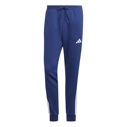 adidas Hombre Essential Three Stripes Fleece Pant, Dark Blue/White, M